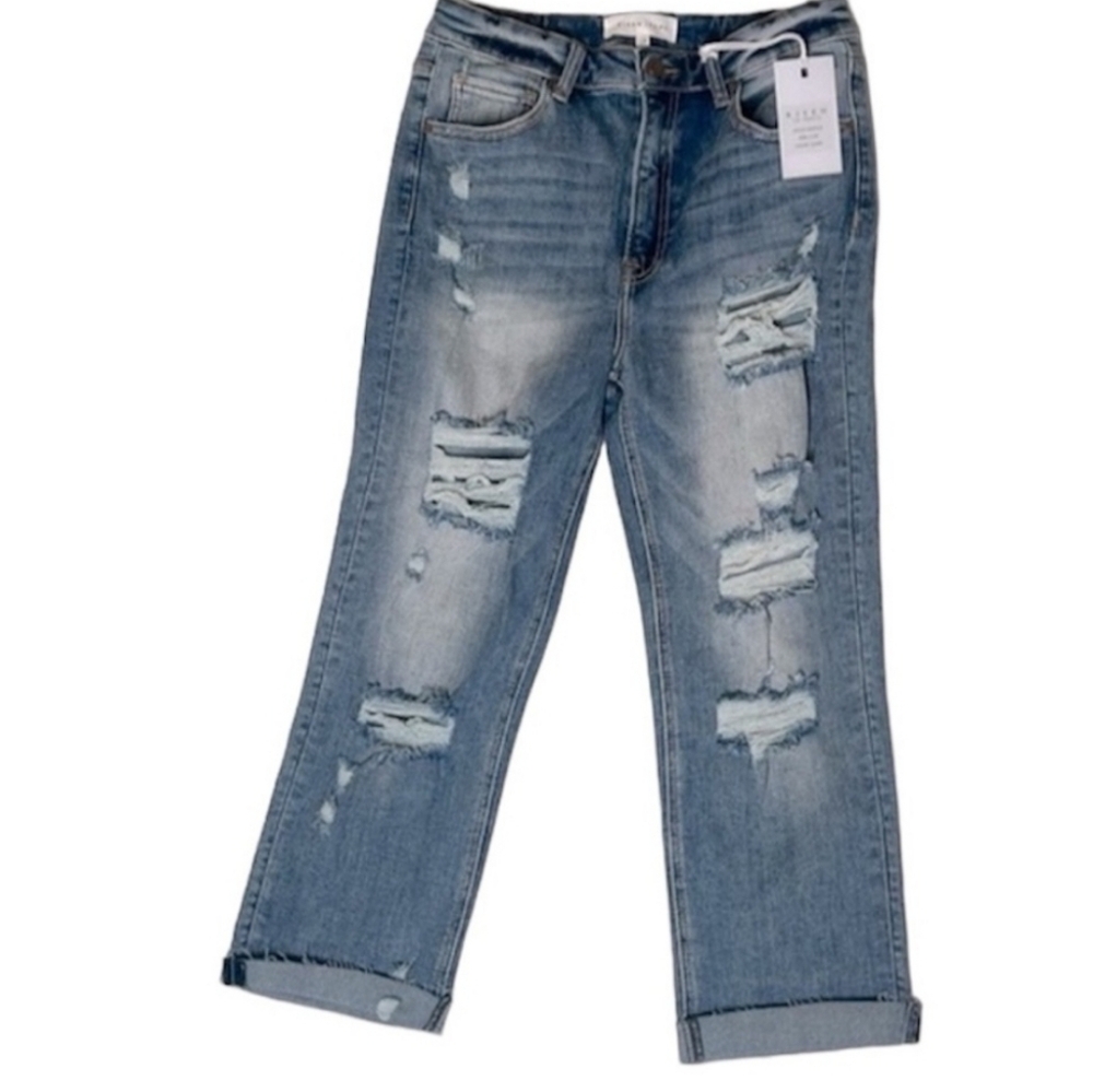 Risen Girlfriend High Rise Distressed Jeans Juniors Size 15 Womens Size … - Picture 3 of 12